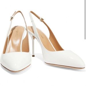 Wedding Sergio Rossi beautiful white leather sling back pump heels 6.5